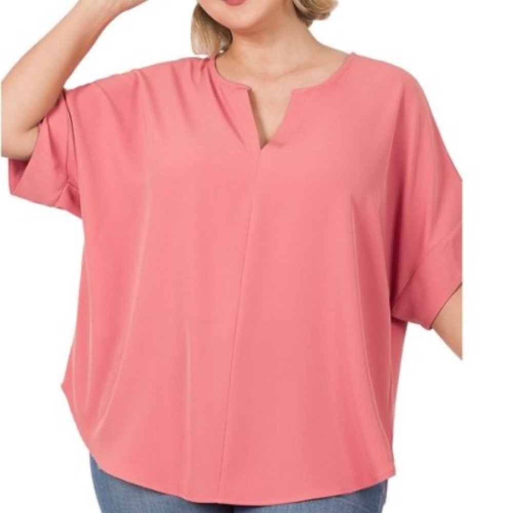 NWT peach Zenana Classic Top